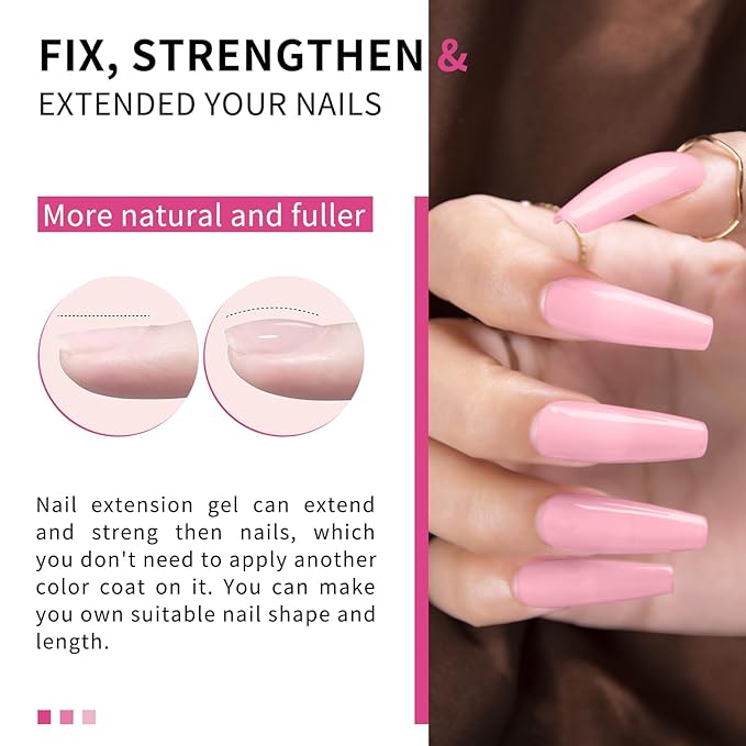 Salon-Grade Pastel Rose Builder Gel - Hypoallergenic Strong Base Coat | Long-Lasting Adhesion (30+ Days) for Professional Nails Gift for Women