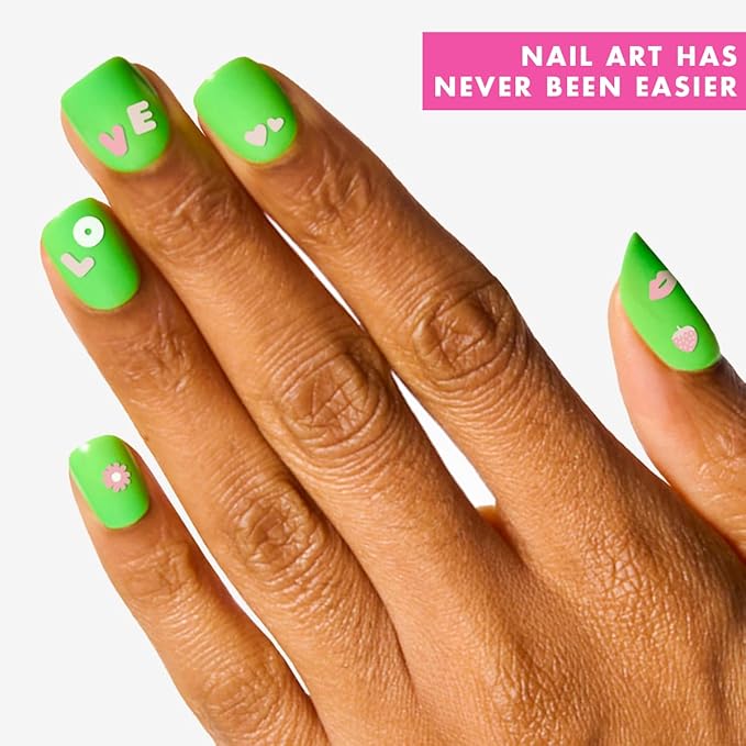 Olive & June Nail Art Stickers | Easy-to-Use Nail Designs | Nail Art Made Easy | Hand-Screened, No-Fade Ink | Accent, Mix & Match, or Cover Chipped Polish | Pink Letters