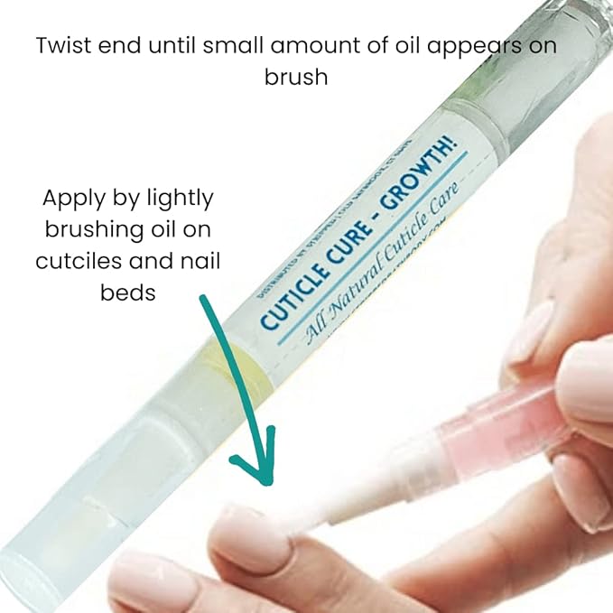 Cuticle Cure GROWTH Nail Oil Cuticle Pen w/Vitamin E & Apricot Oil Nail Strengthener – Nail Growth Treatment for Brittle Peeling Breaking Thin Nails – Stocking Stuffer Idea