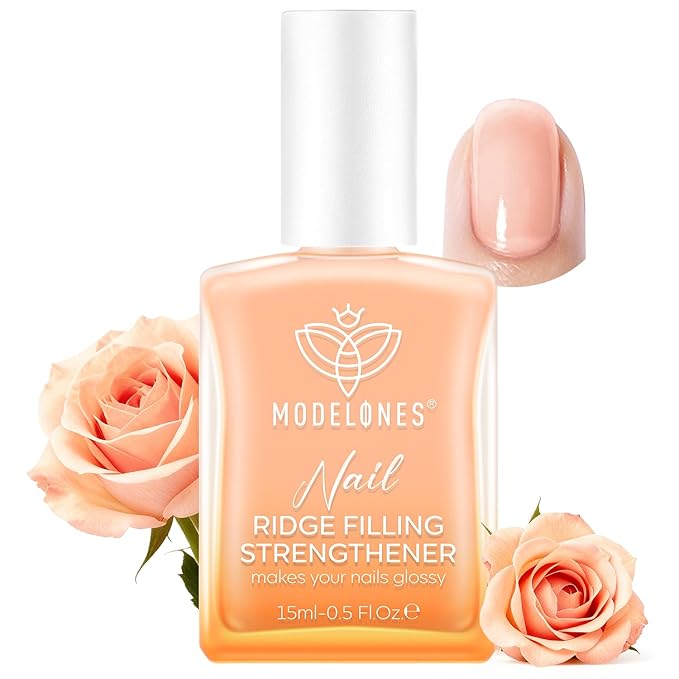 modelones Nail Strengthener and Growth Nude Pink Nail Polish Scented Nail Repair for Damaged Nails Hardener Extra Strong and Growth for Women Nail Care Natural Concealer Foundation 15 Ml 0.5 Fl Oz