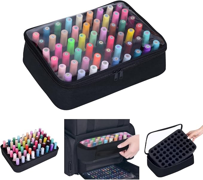 Small Clear Nail Polish Organizer Case Holds 54 Bottles(15ml-0.5fl.oz) Multifunctional Nail Polish Bag, Cosmetic Travel Makeup Bags for Women, Black