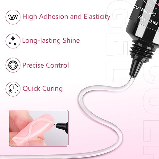 MEKK 3D Nail Gel,15g Sculpting Gel for Nail Art,No Wipe Clear Glue Designs,Molding,and Decoration,Nail Art Glue for Building,Carving,and Creating Intricate DIY