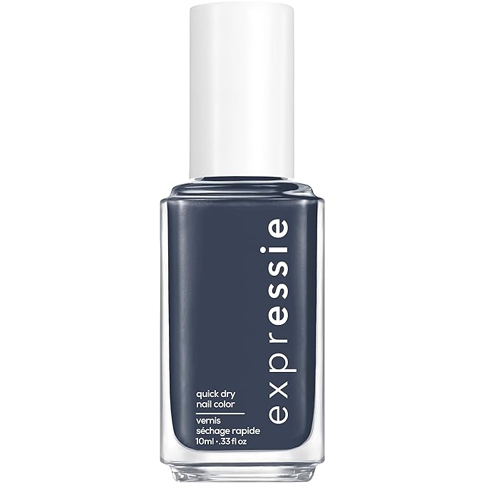 essie expressie Quick Dry Vegan Nail Polish, Charcoal Gray with Blue Undertones, Leveled Up, 0.33 Ounce