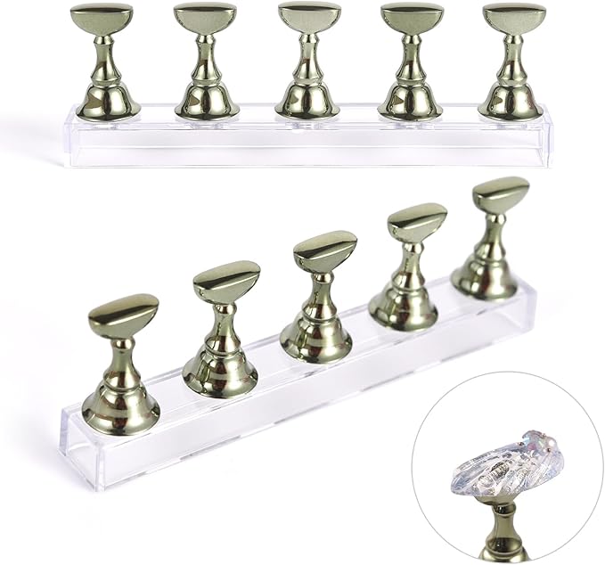 2 Sets Nail Stand for Press on Nails Art Display Practice Fake Nail Tips Holder for Painting Nails Stand Magnetic False Nail Practice Stand for Home DIY Nail Art and Nail Salon, Green