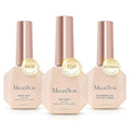 MelodySusie Top Coat Blooming Gel Base Coat No Wipe Glossy Set Long Lasting Shine Finish Soak Off UV LED Nail Lamp Nail Art Design Manicure Kit Perfect Gifts for Women Girls 3 Pcs 15ml Clear