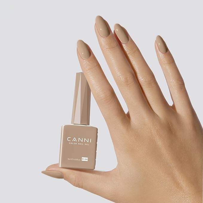 CANNI Nude Gel Nail Polish, 1Pcs Light Brown Gel Polish Nude Color Nail Polish High Gloss Soak Off U V Nail Manicure Salon DIY at Home