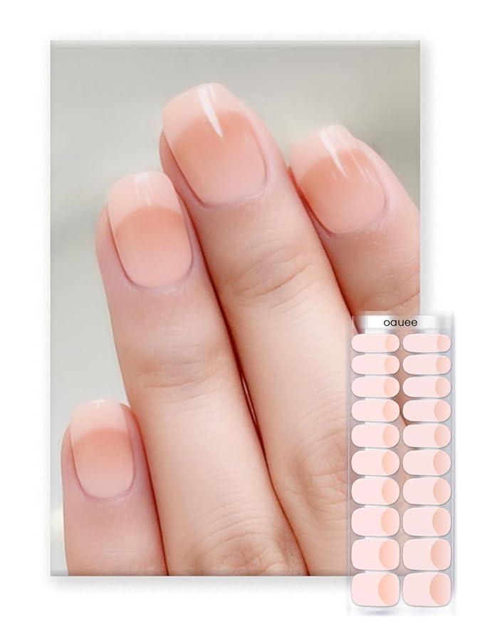 Semi Cured Gel Nail Strips | Built-In Gel Top Coat | UV Light Required | Salon Quality, Easy Application And Removal (Pink Elegance）