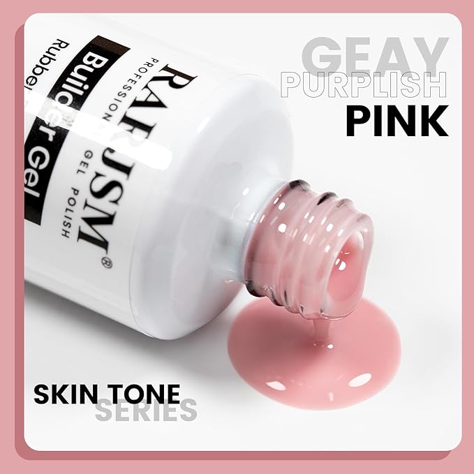 RARJSM Rubber Base Coat Gel Polish Nude Gray Purplish Pink Skin Tone Rubber Base Gel for Nails Natural Color French Manicure Extend Gel Soak Off Curing Requires Single Bottle 15ml Salon Home DIY Use