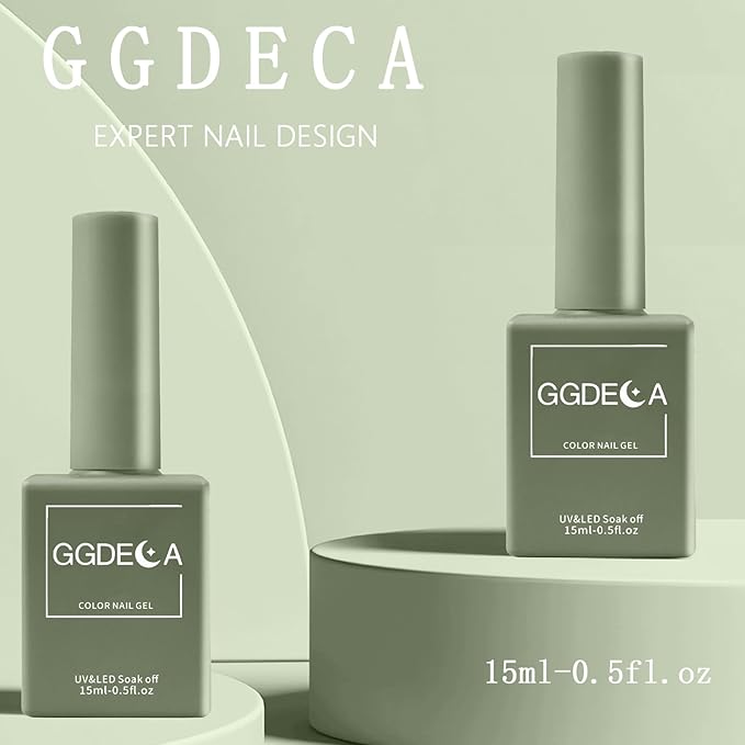15ml Sage Green Gel Nail Polish, Green Gel Polish, Same Color Same Bottle, High Gloss U V Soak Off Nail, DIY Sparkle Manicure Salon