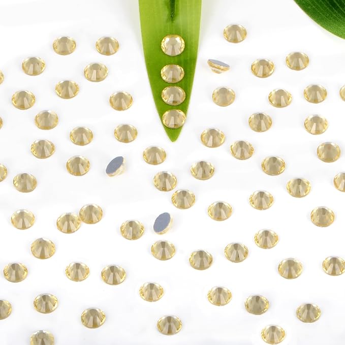 Bymitel Hotfix Crystal Rhinestones Round Gems Iron on DIY Jewelry Making Flat Back for Crafts,Jonquil, 3.8mm(SS16/2880pcs)
