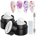 Solid Builder Gel Kit, 2PCS White 3D Sculpting Gel Non-Sticky Hand Carving Gels with Silicone Pen Hard Gels for Nails Molding 3D Flowers Nail Design Manicure Salon Supplies