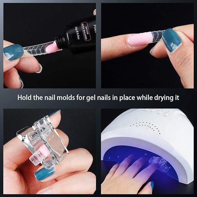 Beloving 10Pcs Nail Tip Clips, Nail Extension Gel Quick Building Nail Tips Clip for Nail Kit False Nail Tips and Dual Forms Manicure Nail Art Tools