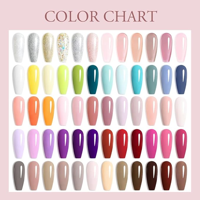 VENALISA VIP5 Gel Nail Polish Set of 65 Pcs With Color Book Pure Jelly Glitter Nail Colors Gel Polish Kit Soak Off UV Gel Salon Nail Art DIY at Home Manicure
