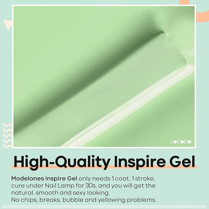 modelones Green Gel Nail Polish Milky Green Soak Off U V Light Pastel Nail Polish Pale Macaron Colors Nail Art Gel Design 15ML