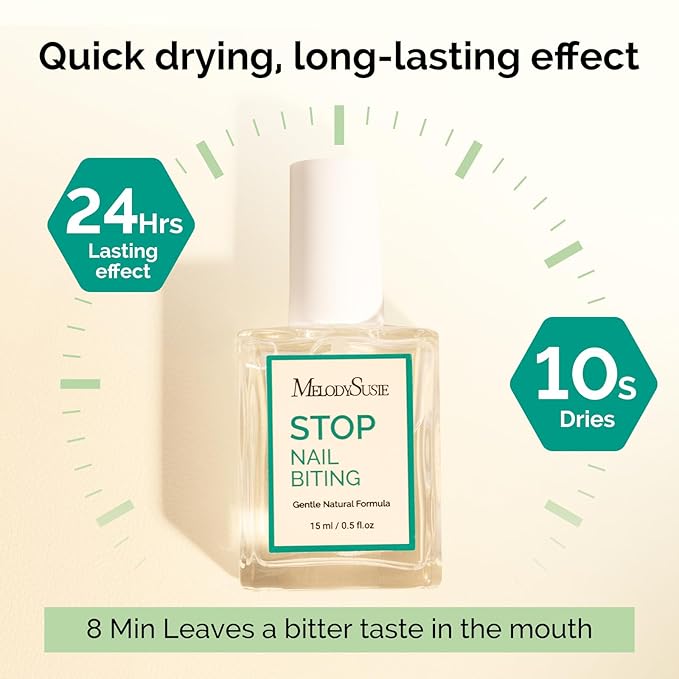 MelodySusie 15ML Nail Biting Treatment - Quick-Dry,Bitter-Tasting Polish to Stop Thumb Sucking & Nail Biting,Helps Repair Damaged Nails for Kids and Adults 0.53 fl oz