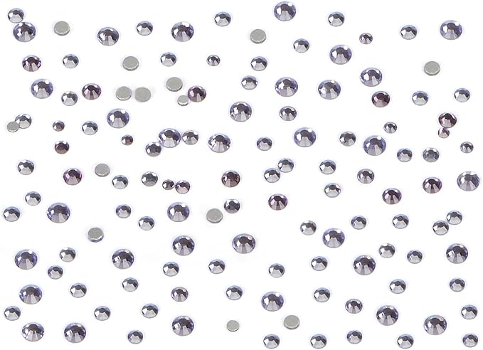 Bymitel 7200 Pieces 6 Mixed Sizes Glue Fix on Glass Rhinestones Round Crystal Gems Flatback for DIY Jewelry Making with one Picking Pen(6-Sizes 7200PCS, Tazanite)