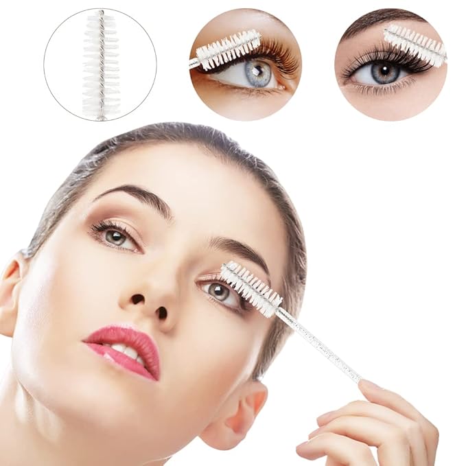 300 PCS Eyelash Extension Supplies Kit,Disposable Lash Spoolies Brushes Micro Swab Brushes Mascara Wand Lip Eyelash Extension Tattoo Lipstick Applicator(Crystal White)