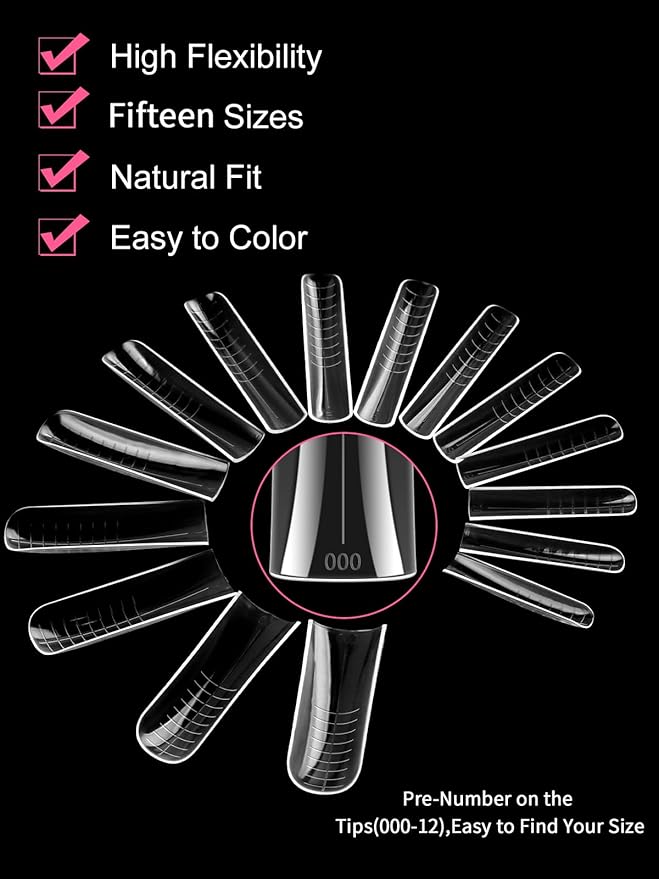 EBANKU Dual Nail Forms for Poly Extension Gel, 150 PCS Duck Nail Molds Reusable 15 Sizes Nail Extension Forms for Builder Gel Manicure Design Salon DIY