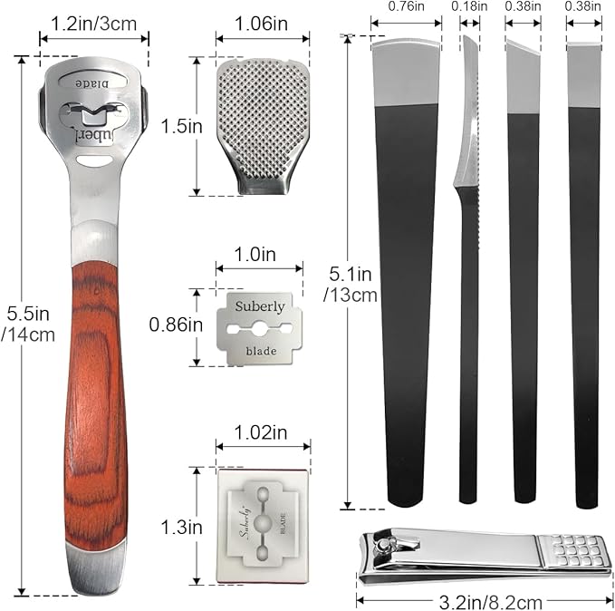 37 Pcs Callus Shaver for Feet Set (1 Foot Razor for Callus Removal & 4 Pedicure Knife & 1 File Heads & 1 Nail Clippers & 30 Replacement Slices Blades) Foot Callus Shaver