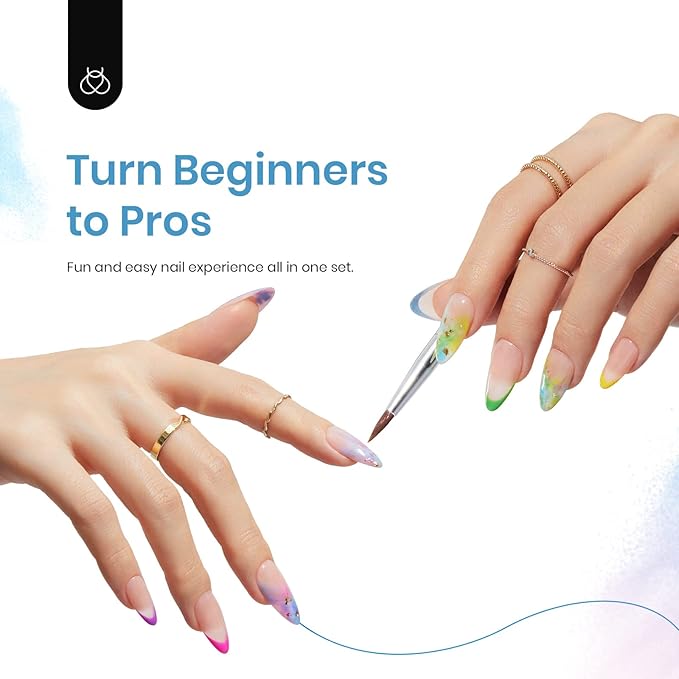 Beetles Gel Nail Polish with Blooming Gel, 5 Colors Neon Pink Green Blue Purple Yellow Nail Polish Clear Blooming Polish for Spreading Effect2 Nail Art Brushes UV/Led Gift Set for Women