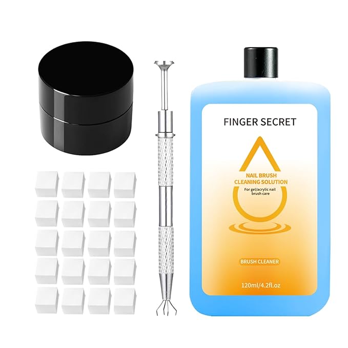 nail brush cleaner for nail brush nail art nail paiting50Pcs Cotton Finger Claws & Makeup Puff Set with 120ml Pen Cleaner Oil – Essential Cleaning Kit for Makeup Brushes, Nail Art, Painting (A12, 1)