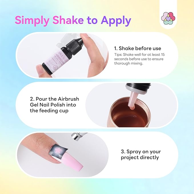 SAVILAND Airbrush Gel Nail Polish Hema-Free: Dilution-Free 12PCS Non-Acetone Airbrush Paint for Nails 15ML Highly Saturated Macaron Colors Ombre Nail Polish Color Spray Airbrush for Nails Art Design