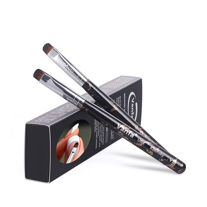 Vanfa French Brush for Nails, Gel Nail Brush, Clean up brush, Nail Art Brush Kolinsky Hair (V12 - Pack of 2)