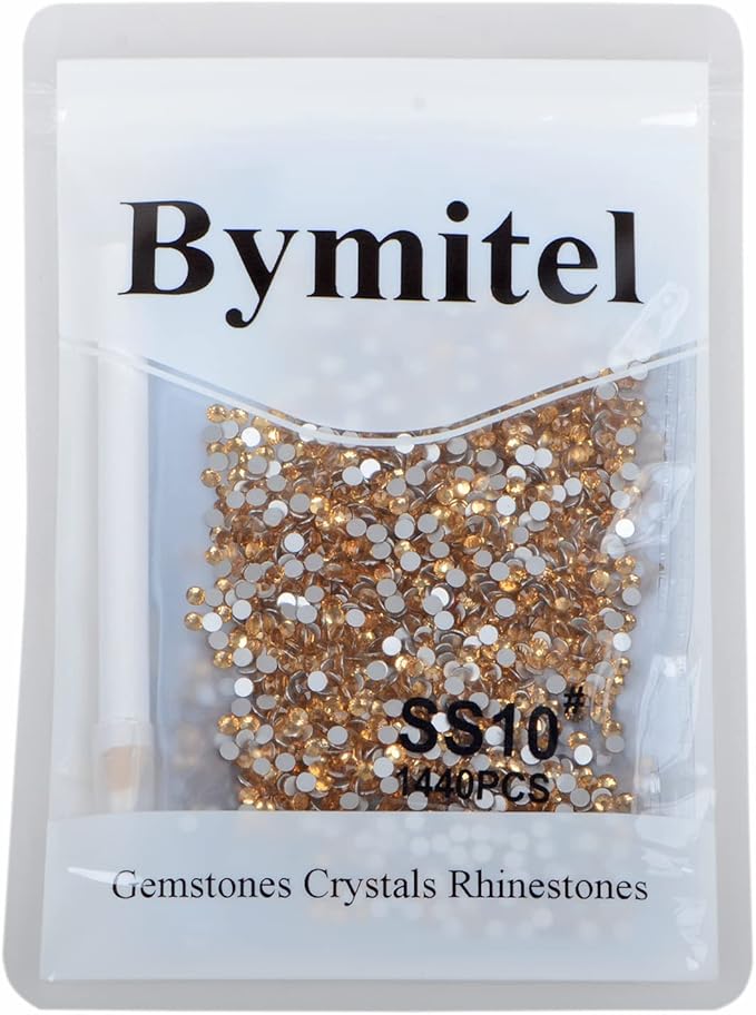 2880PCS Art Nail Rhinestones Non Hotfix Glue Fix Round Crystals Glass Flatback for DIY Jewelry Making with one Picking Pen (ss10 2880pcs, Lt. Topaz)