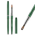 Nail Art Brushes Acrylic Nail Brushes Pure Kolinsky Hair Acrylic Crystal Chrome Green Handle with Silver Ferrule Round Shaped for Women Girls Manicure Tools Accessories- Size 8