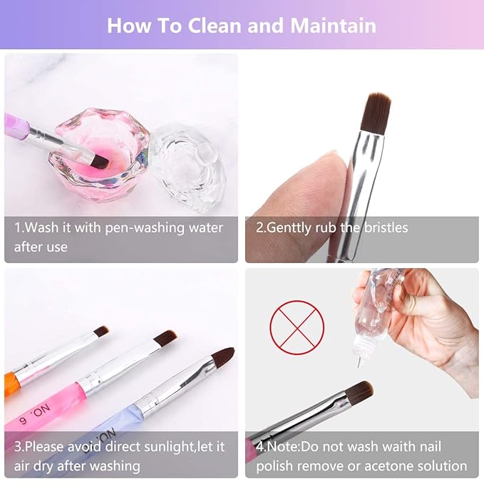 9Pcs Nail Art Brushes Dappen Dish Set for Monomer Acrylic Nail Liquid Powder: 2 Dappen Dish for Acrylics Nails with Lid & 2 Glass Nails Cup Crystal Monomer Dishs & 5 Acrylic Nail Brush
