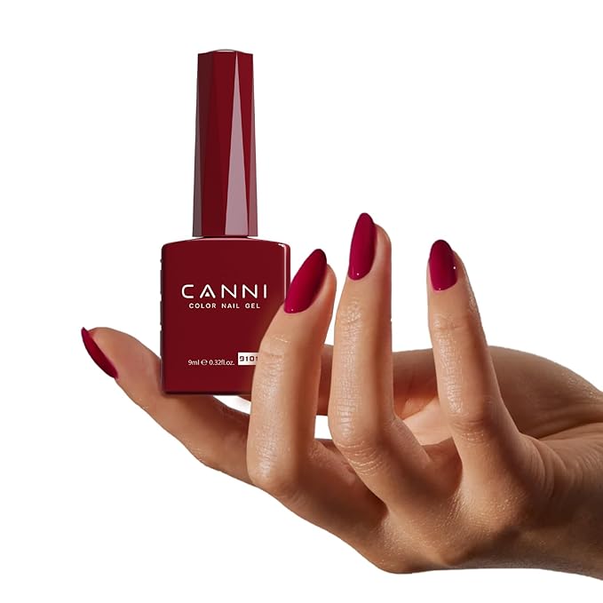 CANNI Red Gel Nail Polish, 1Pcs Dark Red Gel Polish Color Nail Polish High Gloss Soak Off U V Gel Nail Manicure Salon DIY