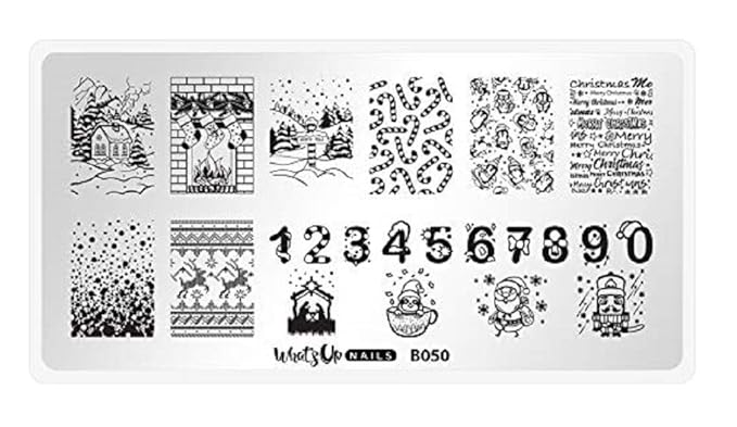 Whats Up Nails - B050 Count On Me! Stamping Plate for Christmas Winter Nail Art Design