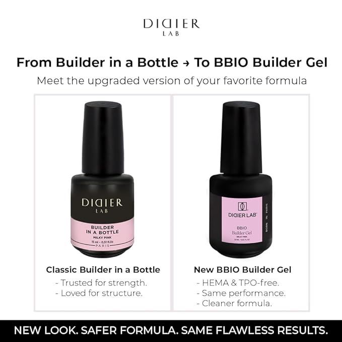 DIDIER LAB Premium Builder Gel in a Bottle Pink Mask Glitter - Strengthens Natural Nails - LED UV Builder Gel for Nails - Hard Nail Builder for Nail Repair and Extensions 0.51 fl oz