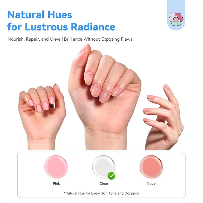 SAVILAND Clear Nail Strengthener 15ml: Fast Air Dry Natural Nail Growth for Damaged Nails Transparent Nail Polish Strengthening Repair Weak & Thin Nails Treatment with Castor Oil Vitamin E Women Gift