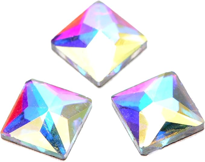 AD Beads Top Czech AB Crystal Flatback Rhinestone Nail Art Decoration Multi Shape (S14 Square 4mm, 100 Pcs)