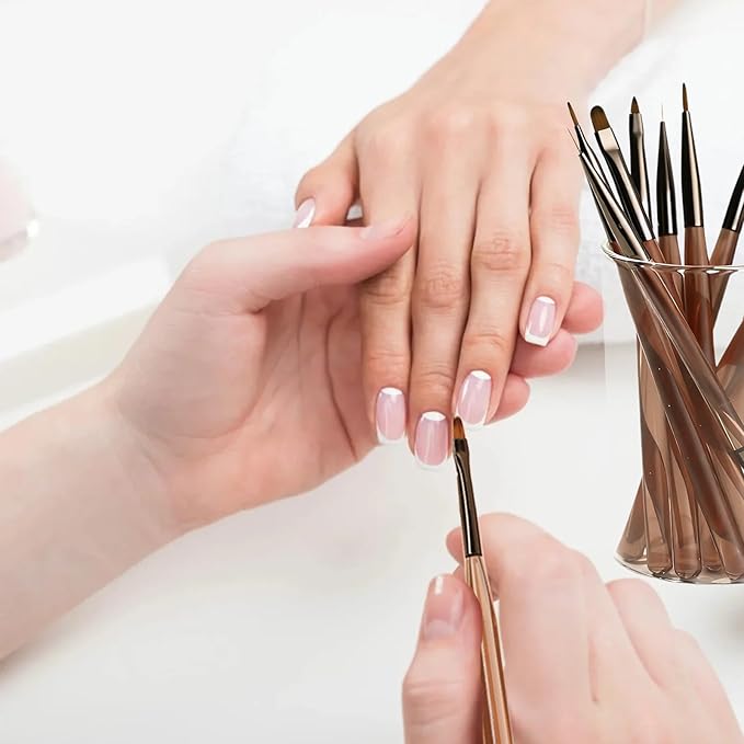 Nail Art Brushes, Nail Brushes for Nail Art Brush Acrylic Set Design Tools Brown (9Pcs)