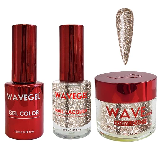 WAVEGEL Soak-Off Gel, Nail Lacquer & Acrylic/Dip Powder Matching Set - Queen Collection - #117 Keep Up With Me