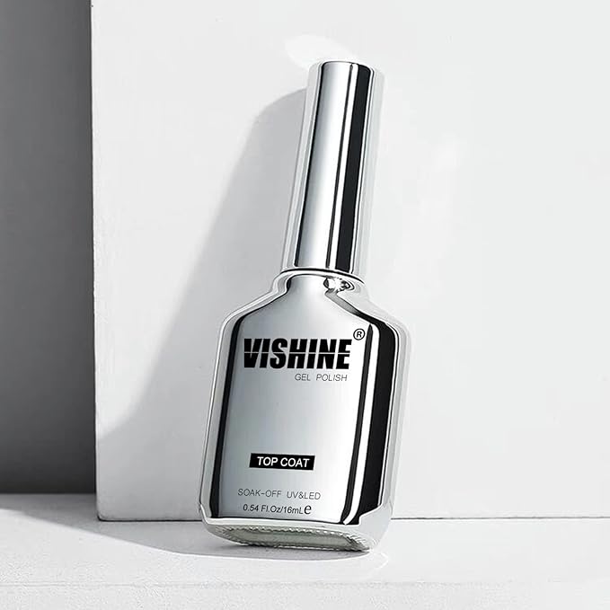 Vishine New Technology Protective Ultra Glossy 2Pcs of 16ml No Wipe Top Coat for Chip Free Long Lasting Soak Off Gel Nail Polish, 0.54 oz