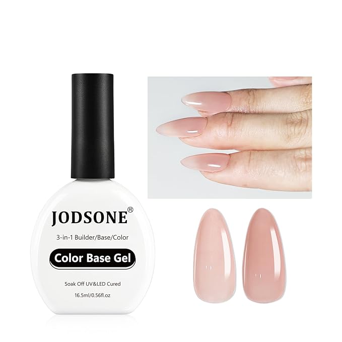 JODSONE Rubber Base Builder Gel for Nails,16.5ML 3-in-1 Nude Pink Rubber Base Gel Polish for Nail Thickening Solution Strengthen,Apex Building,Enhance