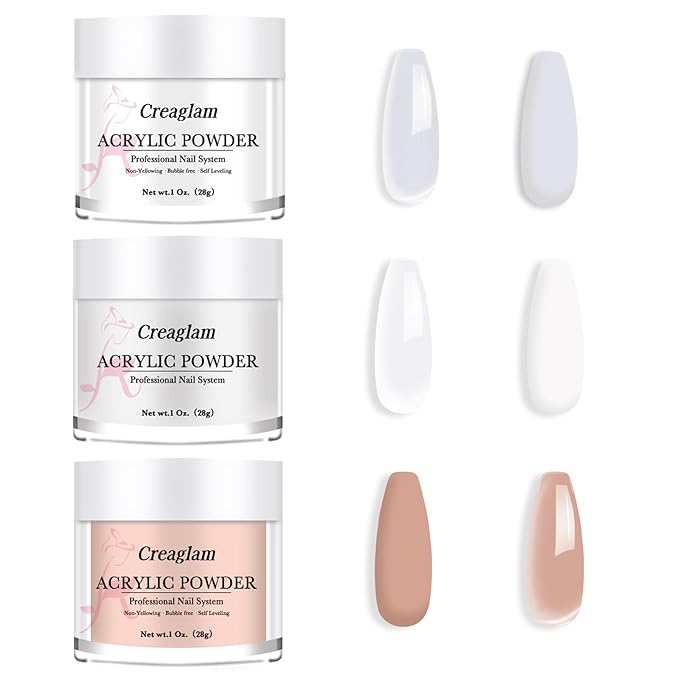Cover Acrylic Powder for Nail: 3 Pcs Super Acrylic Nail Powder Polymer for Carving Nails - 28g Clear White Nude Professional Colored Acrylic Powder Kit - 3D French Nail Manicure Extension