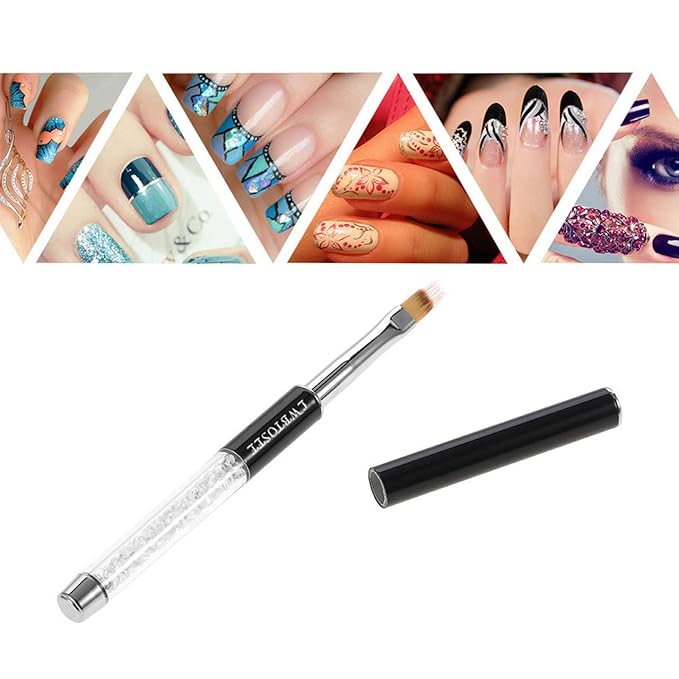 LWBTOSEE 5Pcs Acrylic Nail Drawing Pen Nail Art Dotting Pen Acrylic Drawing Liner Flower Brush Rhinestone Crystal UV Gel Painting Manicure Tool?Silver?