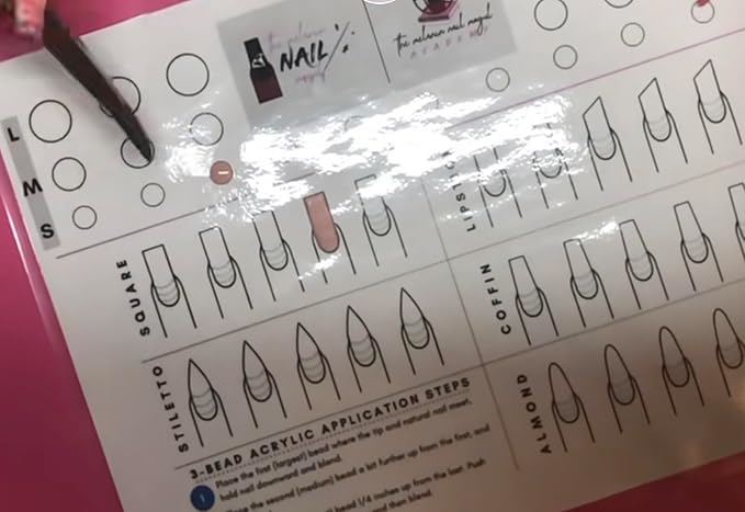 Nail Art Practice Sheet reusable Nail Art training mat Acrylic Nail sculpting Art stencil Guide French Tip Nail art worksheet 3D Nail design training sheet, Practice how to do acrylic Nail art (8)