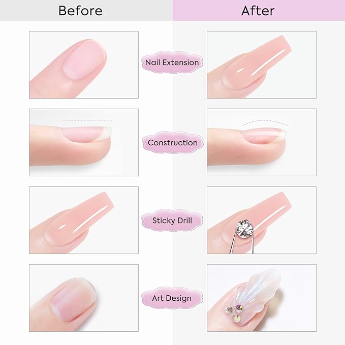 CANNI Builder Gel for Nails – 1Fl Oz Light Rose Pink Hard Gel, Nail Extension & Strengthening Jelly gel for DIY Holiday Nail Art