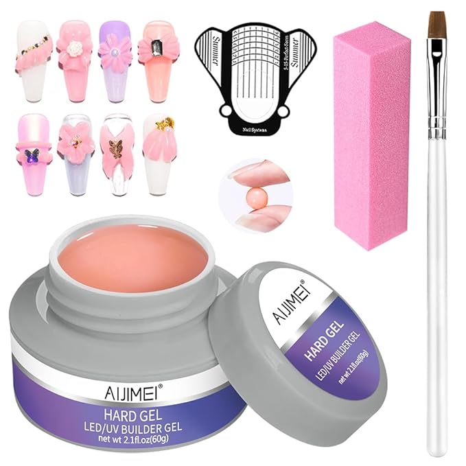 Hard Gel Builder for Nails Builder Gel Extension Nail Kit HardNail GelNail Extension Kit GelBuilder for Clear BuilderGel (Nude Pink 60g/2.1oz)