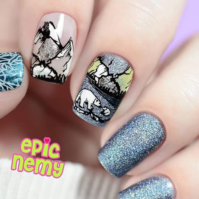 Whats Up Nails - Christmas New Year Winter Nail Stamping Plates (B049, B050) for Nail Art Design