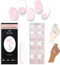 20pcs Christmas Semi Cured Gel Nail Strips - Salon-Grade DIY Wraps with Glaze Texture, Easy Application, UV Light Required for Festive Nails(Pink White Snowflake Winter)