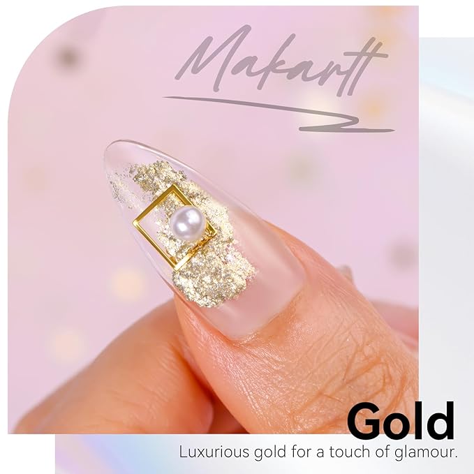 Makartt 3D Sculpting Gel for Nail Art: No Wipe UV Texture Gel, 5g Gold Fairy Aurora Powder Glitter Mud for Nails & Charms