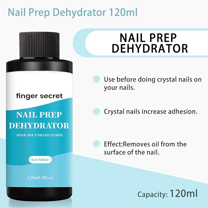 120ml/4floz Nail Prep Dehydrator for Gel Polish, Fast Dry Nail Primer, NaiL Dehydrator for Nails Art Design in Salon or Home Use
