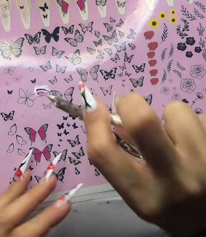 Gel & Acrylic Nail art Practice Sheet,Reusable Nail Art Training mat DIY Sticker Stencil Guide French Tip stiletto Nail Sculpting 3D Nail Design Worksheet Nail Tech Practice Gel X acrylic nails (6)