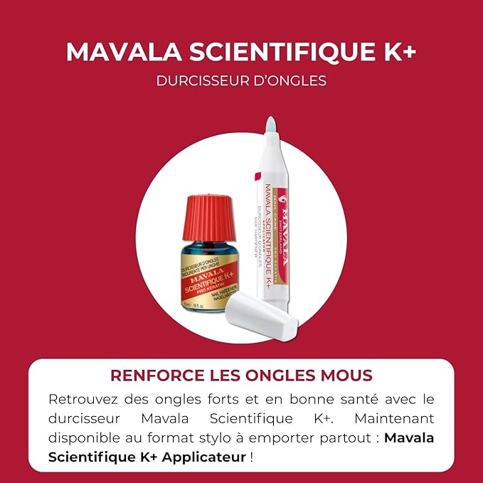 MAVALA Scientifique K+ Keratin Hardener Strengthener | Protect Nails | Avoid Breaking and Splitting | Supports Natural Keratinization | Multi-color, 0.16 Fl Oz